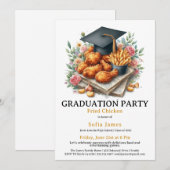 Invitation Fried Chicken Graduation Party Celebration (Devant / Derrière)