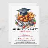 Invitation Fried Chicken Graduation Party Celebration (Devant / Derrière)