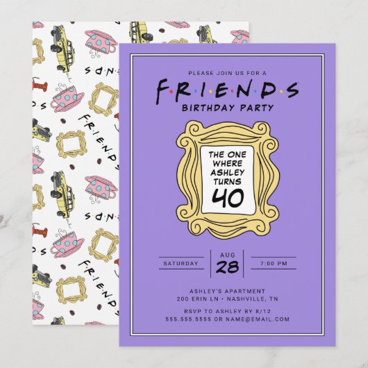 Invitation FRIENDS™ | Celui avec le 40ème anniversaire (Devant / Derrière)