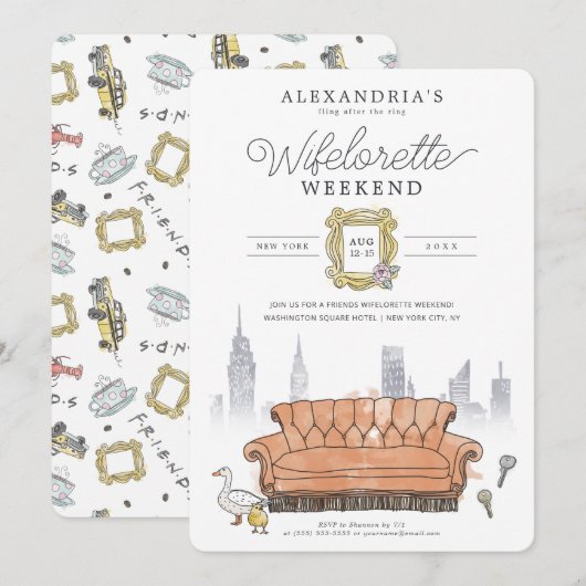 Invitation FRIENDS™ | Fling After the Ring Enterrement de Vie (Devant / Derrière)