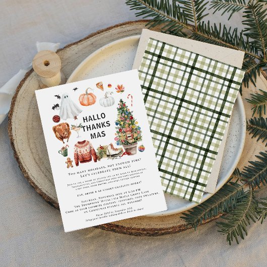 Invitation Friends Hallothanksmas Party | Cozy Holiday