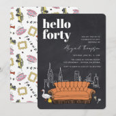 Invitation FRIENDS™ | Tableau craie Central Perk 40e annivers (Devant / Derrière)