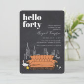 Invitation FRIENDS™ | Tableau craie Central Perk 40e annivers (Debout devant)