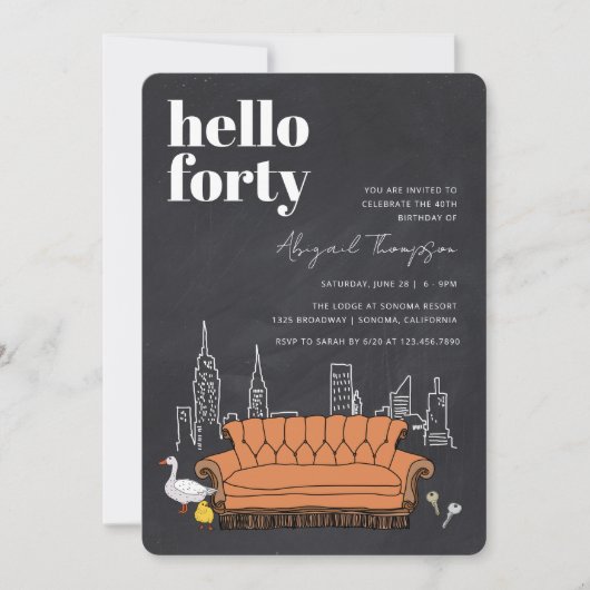 Invitation FRIENDS™ | Tableau craie Central Perk 40e annivers (Devant)