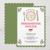 Invitation Friendsgiving Action de grâce Potluck Rassemblemen (Devant / Derrière)