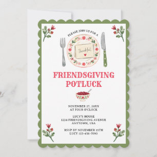 Invitation Friendsgiving Action de grâce Potluck Rassemblemen