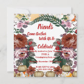 Invitation Friendsgiving Automne Citrouille Aquarelle Rose (Devant)