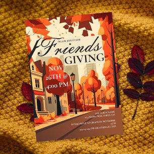 Invitation Friendsgiving Automne Orange