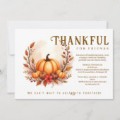 Invitation Friendsgiving Botanical Autumn Wreath Pumpkins (Devant)