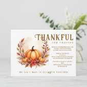 Invitation Friendsgiving Botanical Autumn Wreath Pumpkins (Debout devant)