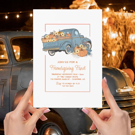 Invitation Friendsgiving camion citrouille