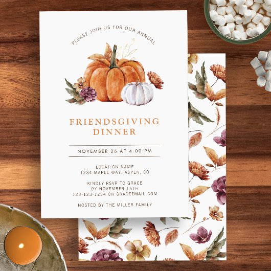 Invitation Friendsgiving de citrouille