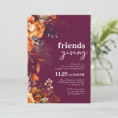 Invitation Friendsgiving dinner classy burgundy floral (Debout devant)