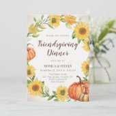 Invitation Friendsgiving Dinner Sunflowers & Pumpkins fall (Debout devant)