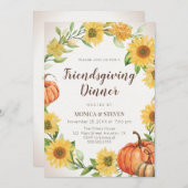 Invitation Friendsgiving Dinner Sunflowers & Pumpkins fall (Devant / Derrière)