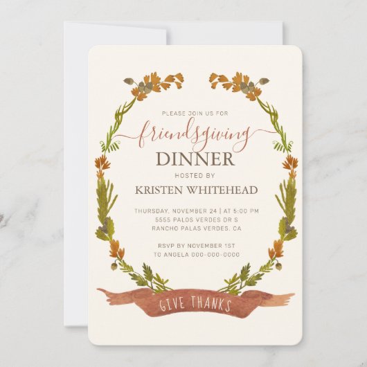 Invitation Friendsgiving Fall Wath Remercier (Devant)