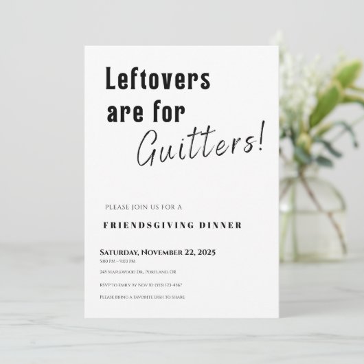 Invitation Friendsgiving • Les restes sont pour le (Debout devant)