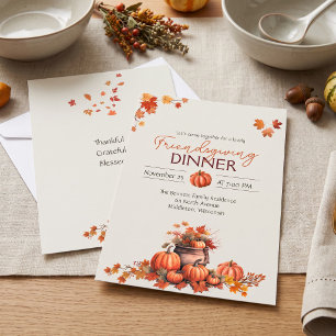 Invitation Friendsgiving Merci Reconnaissant Bénis Citrouille