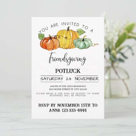 Invitation Friendsgiving Potluck (Debout devant)