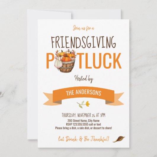 Invitation Friendsgiving Potluck (Devant)