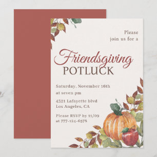 Invitation Friendsgiving Potluck aquarelle Citroui