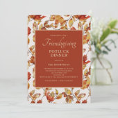 Invitation Friendsgiving Potluck Autumn Foliing Thanksgiving (Debout devant)
