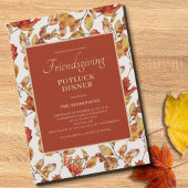 Invitation Friendsgiving Potluck Feuillage d'automne Action d