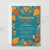 Invitation Friendsgiving Potluck Feuilles d'Automne Dinde Sar (Devant)
