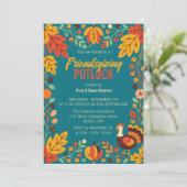 Invitation Friendsgiving Potluck Feuilles d'Automne Dinde Sar (Debout devant)