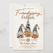 Invitation Friendsgiving Potluck Gnomes Citrouille d'automne (Devant)