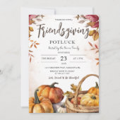 Invitation Friendsgiving Potluck Rustique Pumpkin Action de g (Devant)