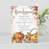 Invitation Friendsgiving Potluck Rustique Pumpkin Action de g (Debout devant)