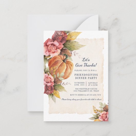 Invitation Friendsgiving Pumpkin Rendons Grâce (Devant)