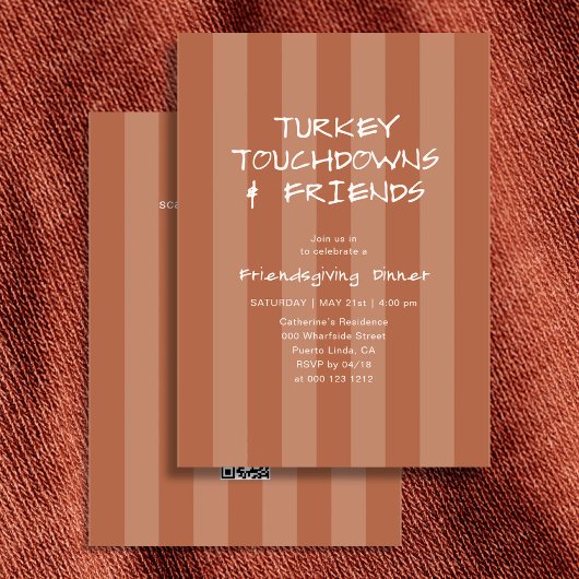 Invitation Friendsgiving Thanksgiving Dinde Touchdown Rayure