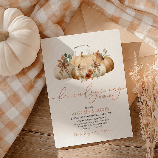 Invitation Friendsgiving Thanksgiving Dinner Pumpkin Bows