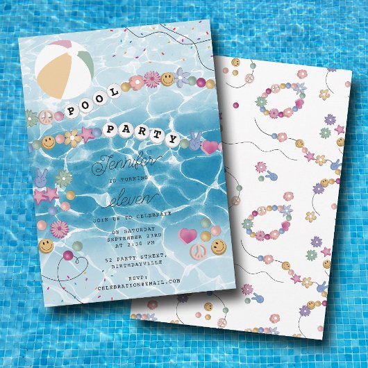 Invitation Friendship Bracelet fille baignade bain Anniversai
