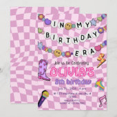 Invitation Friendship Bracelet Girls Anniversaire Rétro Super (Devant / Derrière)