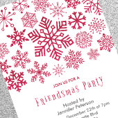 Invitation Friendsmas flocons de neige rouges