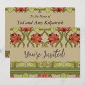 Invitation Frieze Bordure Art Nouveau Floral (Devant / Derrière)