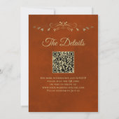 Invitation Frilles d'or sur rouille Orange Elegant QR Code Ma (Dos)