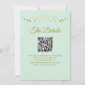 Invitation Frills or sur Mint Green Elegant QR Code Mariage (Dos)