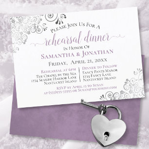 Invitation Frilly Elegant Lavender Wedding Rehearsal Dinner
