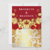 Invitation Frilly Gold Burgundy Maroon Simple Elégant Mariage (Devant)