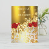 Invitation Frilly Gold Burgundy Maroon Simple Elégant Mariage (Debout devant)