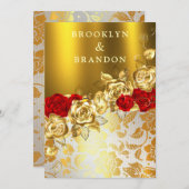 Invitation Frilly Gold Burgundy Maroon Simple Elégant Mariage (Devant / Derrière)