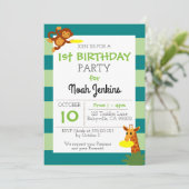 Invitation Frisbee Jungle Anniversaire Fête Turquoise Invitat (Debout devant)