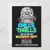 Invitation Frissons et frissons Graphique crâne Halloween Hor (Devant)