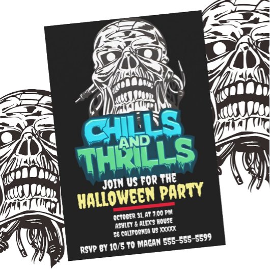 Invitation Frissons et frissons Graphique crâne Halloween Hor