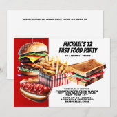 Invitation Frites de burger hot-dog restauration rapide fête  (Devant / Derrière)