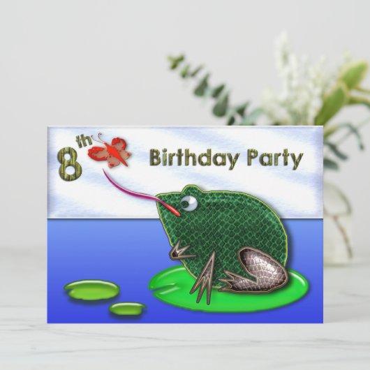 Invitation Frog & Bug in Pond 8e anniversaire (Debout devant)
